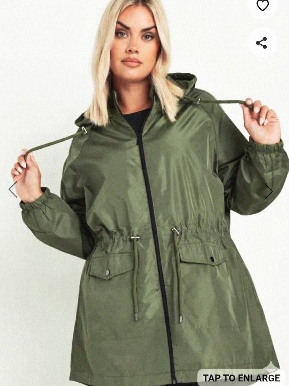 NWT In'Voland Green Hooded Parka Jacket One Size Plus Fit